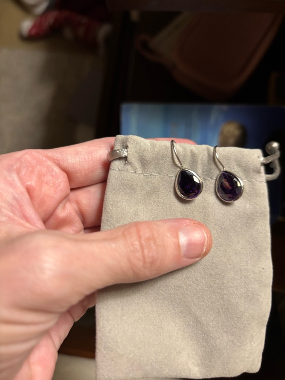 Sterling Silver Amethyst Teardrop Dangle Earrings